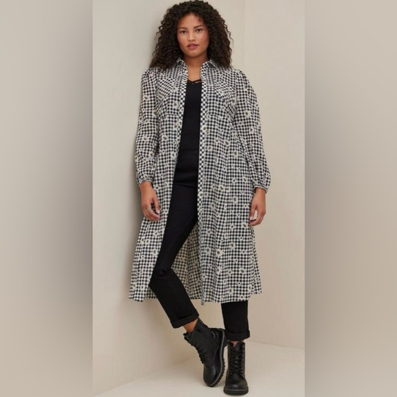 DAISY CHECK SHRT KIMONO NEW WITH TAGS                SIZE 1X  (14-16) - Picture 1 of 5